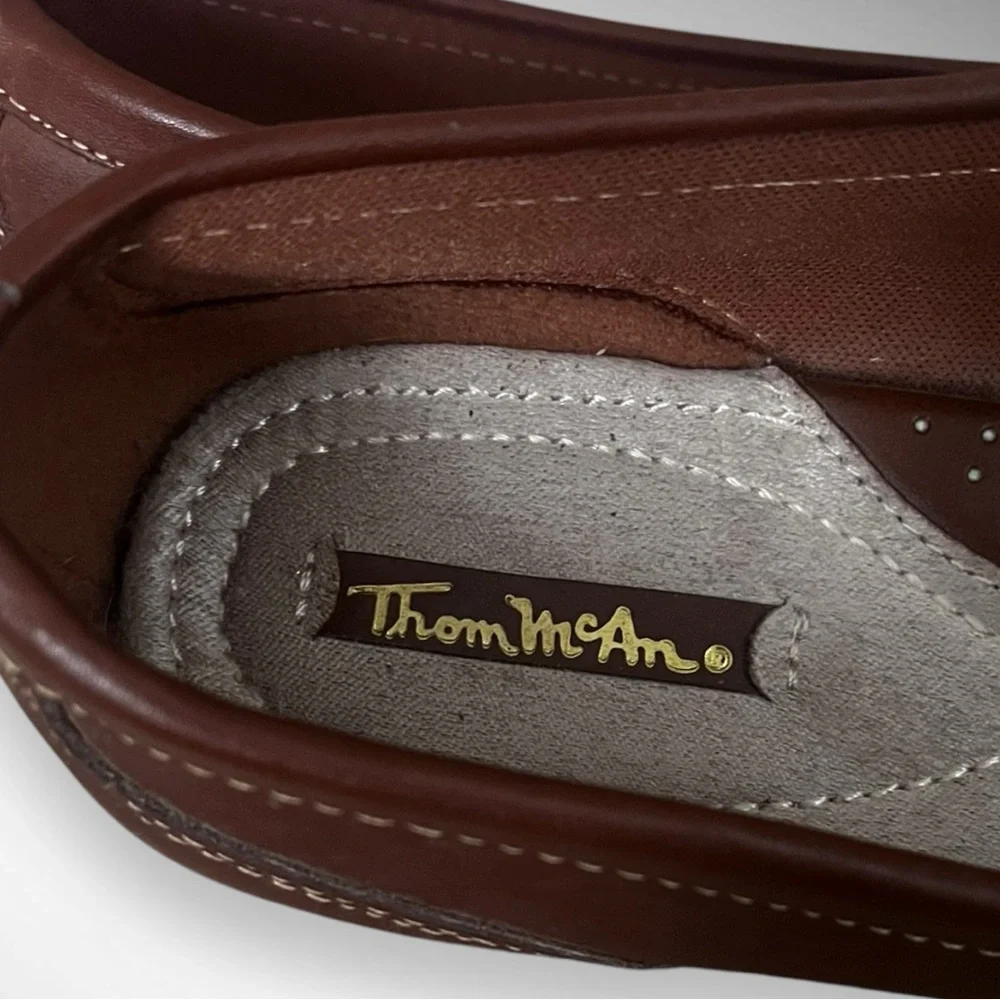 THOM MCAN Gavyn Women's Brown Leather Loafers With Buckle Detail Size‎ 8 | EUC